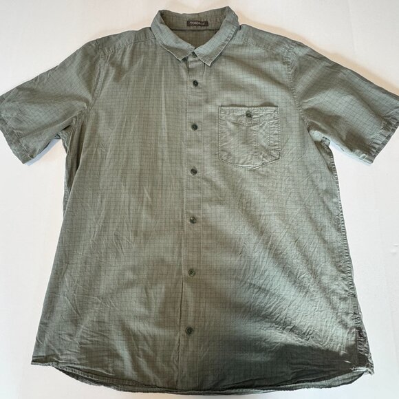 Toad & Co Shirt Mens Med Airbrush Short Sleeve Organic Cotton Casual Green Check - Picture 3 of 12